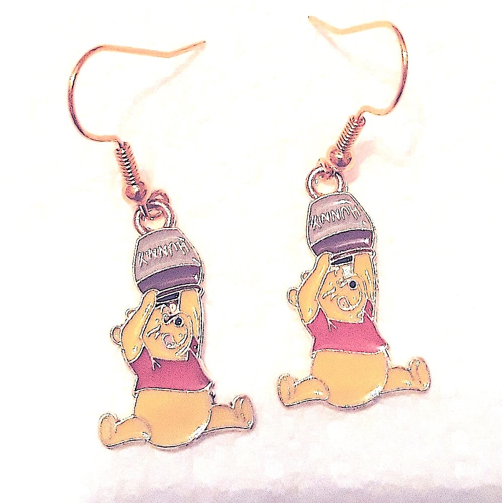 Disney Winnie the Pooh Earrings Hand Crafted Bear Charm Jewelry NEW NWT